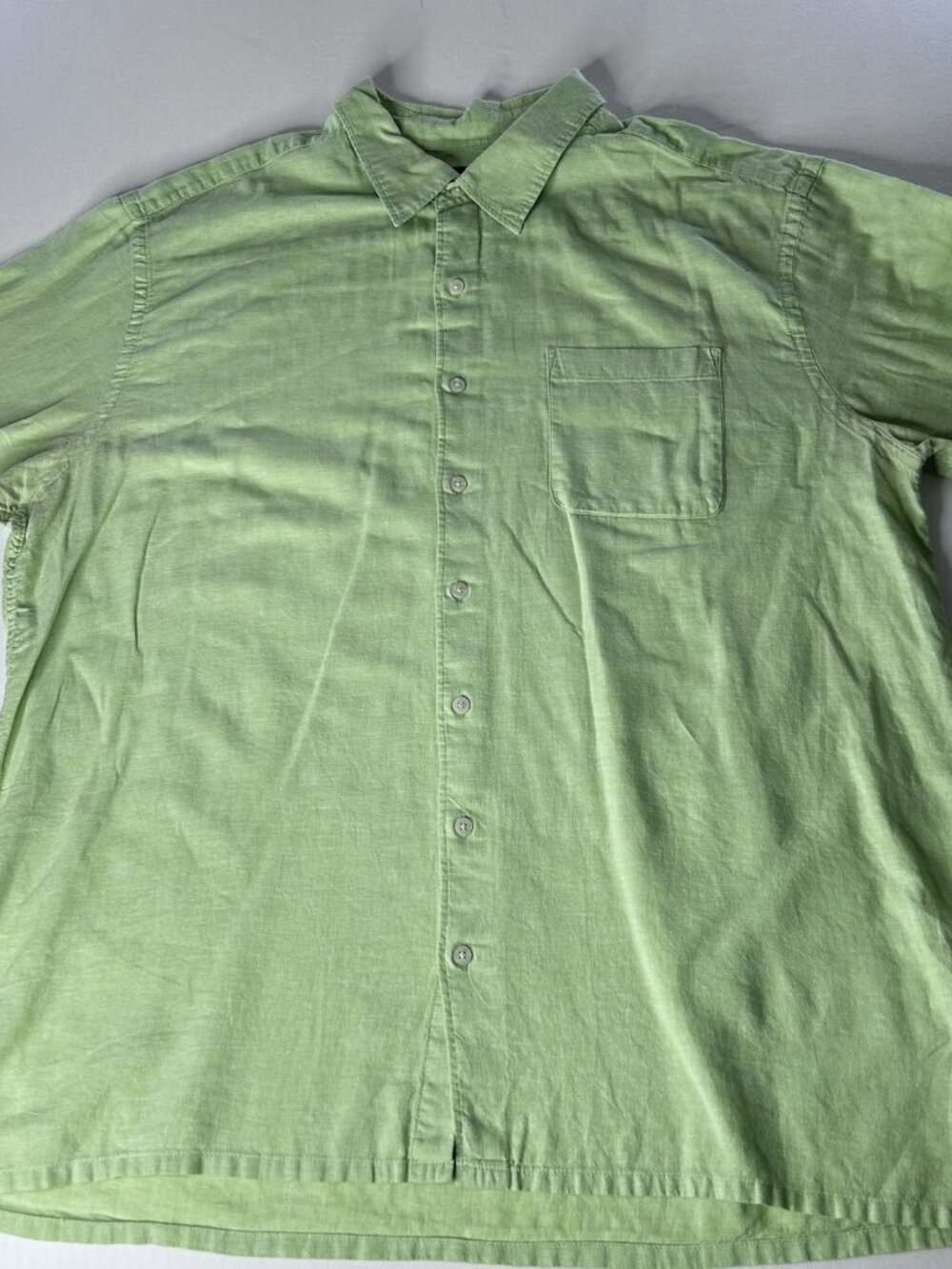 Gap Men's Green Linen Blend Camp Shirt Size XXL Short Sleeve Button-Up